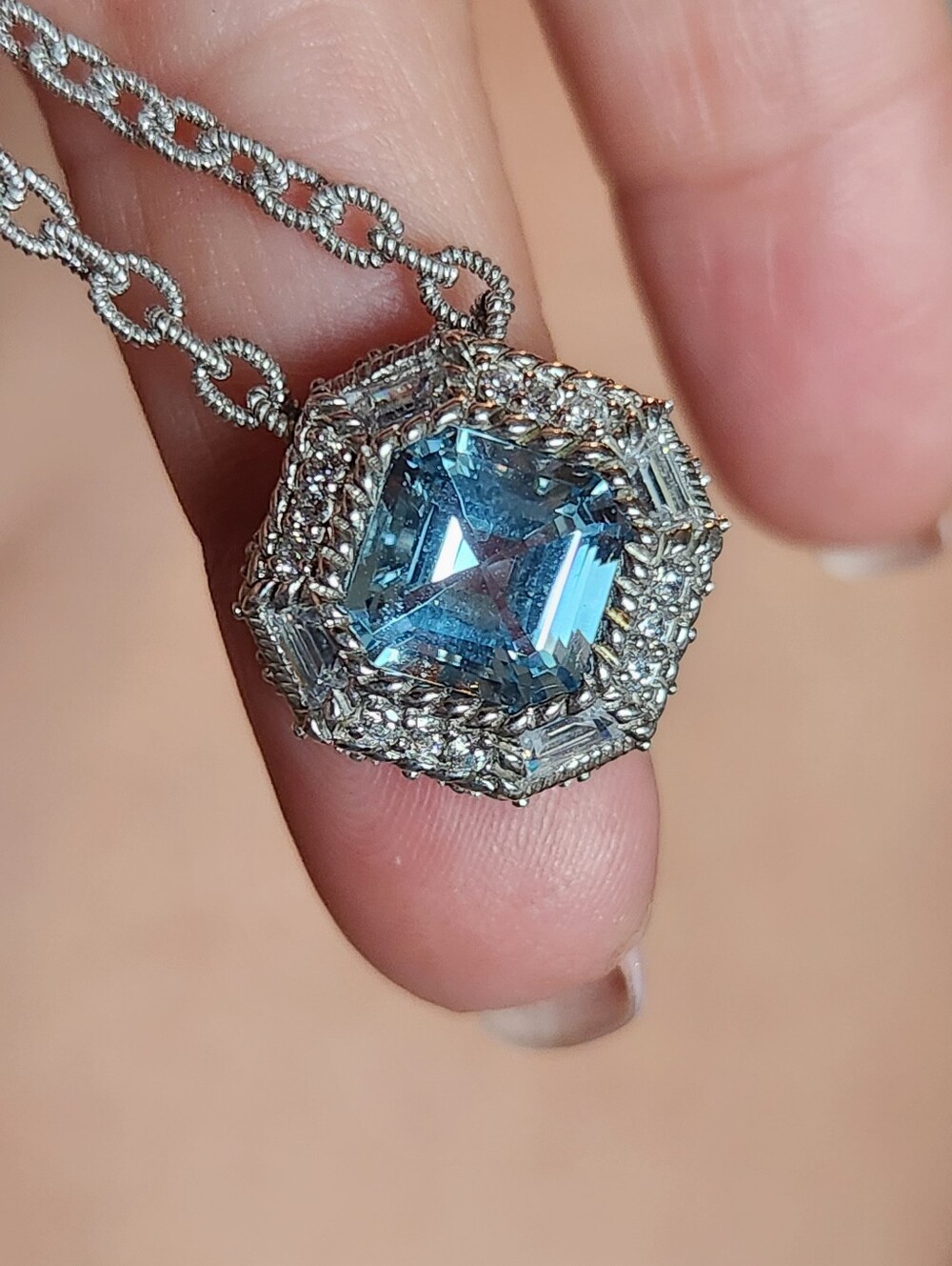 Judith Ripka Blue Gemstone 925  Pendant Necklace
